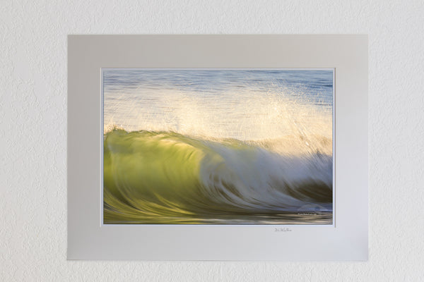 13 x 19 luster print in 18 x 24 ivory mat of See through green surf on the Outer Banks of NC.