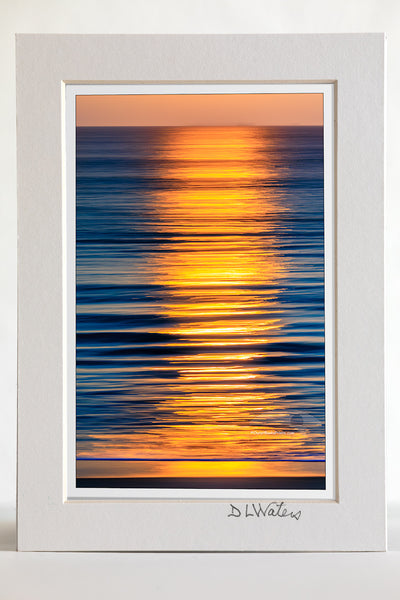 4 x 6 luster print in a 5 x 7 ivory mat of  Moving the camera back-and-forth while the shutter was open created these lines of light in the ocean surf on the Outer Banks of North Carolina.