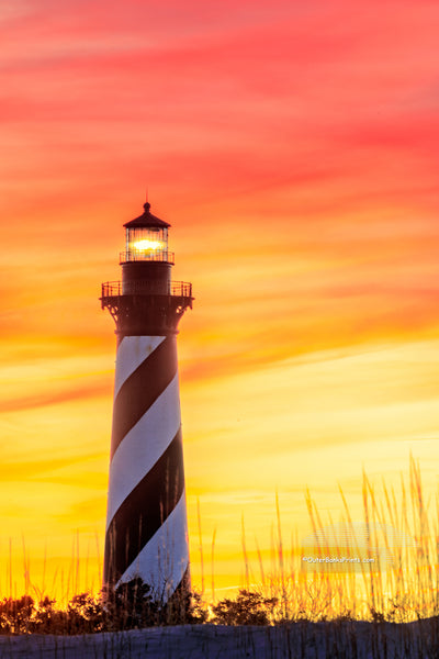 Sunset sky at Cape Hatteras Lighthouse on the Outer Banks of NC.
