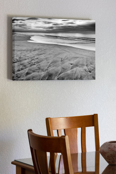 Dramatic black-and-white beach in Corolla on the Outer Banks of NC.