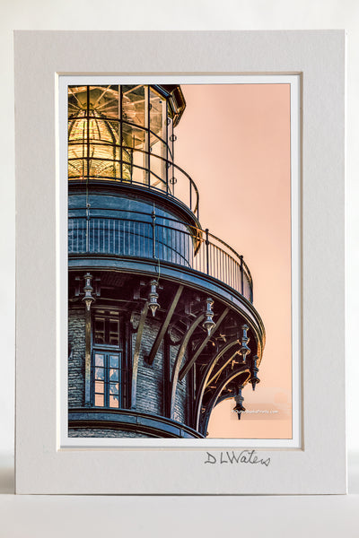 4 x 6 luster print in a 5 x 7 ivory mat of A close-up stylized photo of Bodie Island Lighthouse's Fresnel lens on the Outer Banks of North Carolina.