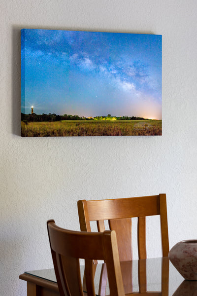 20"x30" x1.5" stretched canvas print hanging in the dining room of Milkyway galaxy above Corolla on the Outer Banks of NC