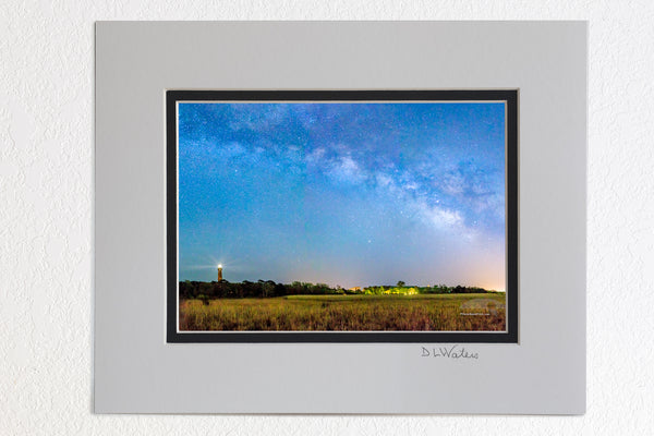 5 x 7 luster prints in a 8 x 10 ivory and black double mat of  Milkyway galaxy above Corolla on the Outer Banks of NC
