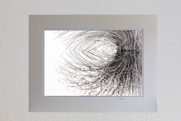 13x19 Luster Print in a ivory 18x24 mat of B & W photo of marsh grass reflection on the sound side of the outer Banks of NC.