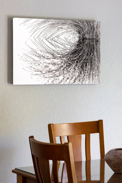 20x30 Canvas print of B & W photo of marsh grass reflection on the sound side of the outer Banks of NC.