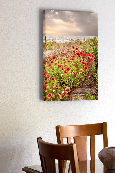 20"x30" x1.5" stretched canvas print hanging in the dining room of Gaillardia, known as Joe Bells at Kitty Hawk beach on the Outer Banks of NC.