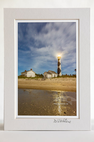 4 x 6 luster print in a 5 x 7 ivory mat of Late afternoon clouds forming over Cape Lookout Lighthouse on the Core Banksof NC.