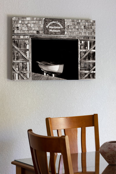 Open back doors of the  Roanoke Island Maritime Museum in Manteo On the Outer Banks of NC.