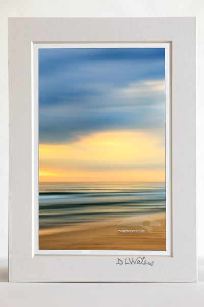 4 x 6 luster print in a 5 x 7 ivory mat of Moving the camera during exposure turns this Kitty Hawk beach scene into a kaleidoscope of colors.