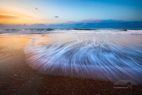 Sunrise along Frisco beach in Cape Hatteras National Seashore on the Outer Banks of North Carolina.