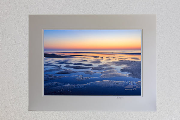 13 x 19 luster print in 18 x 24 ivory mat of Early morning tide pools at a Corolla beach, Outer Banks, NC.