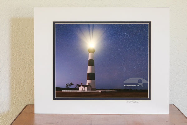 Beneath a sky scattered with stars, the Bodie Island Lighthouse casts its light across Cape Hatteras National Seashore on the Outer Banks of North Carolina.

Fun Facts About Bodie Island Lighthouse
Light Visibility
The lighthouse’s powerful first-order Fresnel lens projects its beam up to 19 nautical miles (about 22 miles) out to sea on a clear night—making it a vital navigational aid along the “Graveyard of the Atlantic.

Flash Pattern
Its light has a distinctive flashing sequence: 2.5 seconds on, 2.5 seco