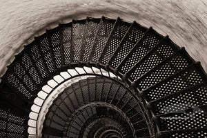 Pattern of spiral staircase inside Bodie Island Lighthouse on the Outer Banks of NC.