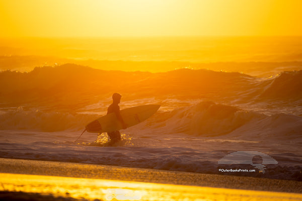 Winter Surfing Outer Banks Beach