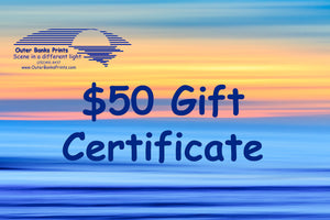 $50 gift card redeemable through OuterBanksPrints.com