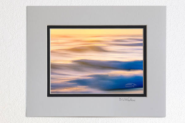 5x7 Luster print in a 8x10 ivory and black double mat of Kill Devil Hills morning surf impression on the Outer Banks of North Carolina.