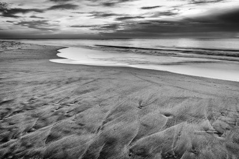 Dramatic black-and-white beach in Corolla on the Outer Banks of NC.