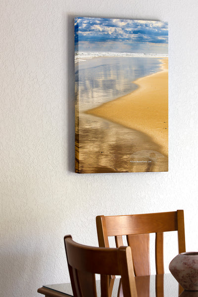 20"x30" x1.5" stretched canvas print hanging in the dining room of Cloudy beach day at Oregon inlet on the Outer Banks.