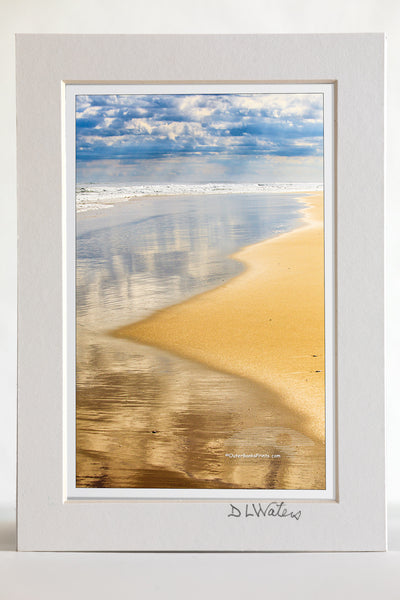 4 x 6 luster print in a 5 x 7 ivory mat of Cloudy beach day at Oregon inlet on the Outer Banks.