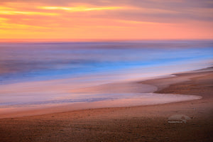 A long twilight exposure of Nags Head beach on the Outer Banks of North Carolina.
