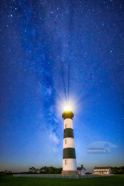 Bodie Island Lighthouse and the night sky on the Outer Banks of N.C.