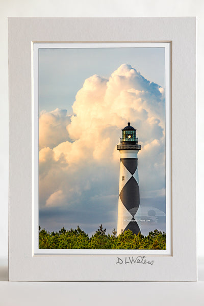 4 x 6 luster print in a 5 x 7 ivory mat of Late afternoon clouds forming over Cape Lookout Lighthouse on the Core Banksof NC.