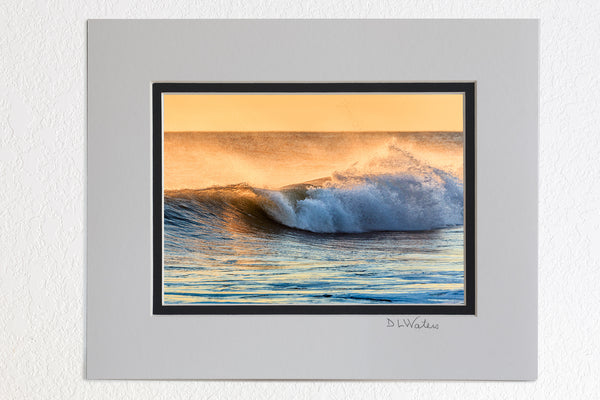 5 x 7 luster prints in a 8 x 10 ivory and black double mat of  Golden wave at Kitty Hawk Beach Outer Banks North Carolina.