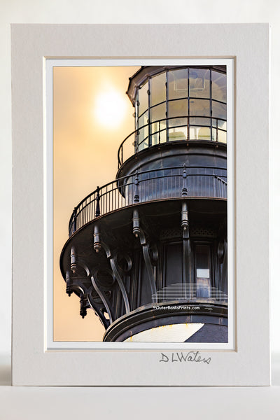 4 x 6 luster print in a 5 x 7 ivory mat of A close-up photo of Cape Hatteras Lighthouse at Hatteras Island on the Outer Banks of NC.  Edit alt text