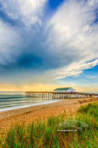 Kitty Hawk fishing pier morning light after a storm on the Outer Banks.