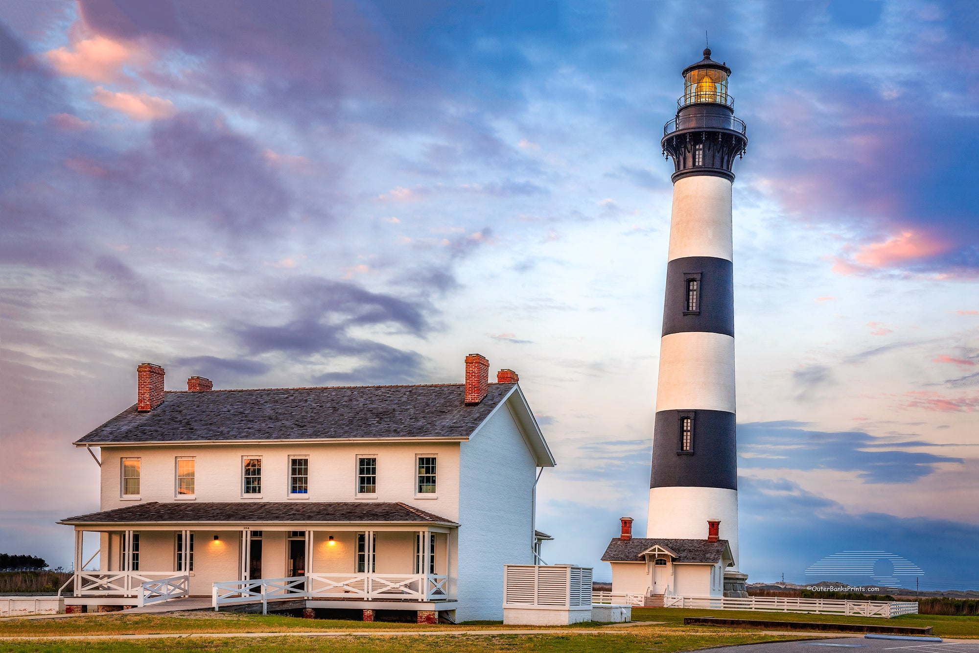 Dusk at Bodie Island Lighthouse  Cape Hatteras National Seashore on the Outer Banks. NC.