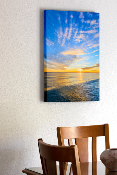 20"x30" x1.5" stretched canvas print hanging in the dining room of Ocean view from the end of Kitty Hawk Fishing Pier on the Outer Banks, NC,