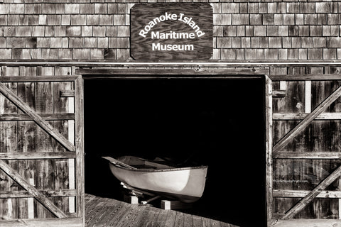 Open back doors of the  Roanoke Island Maritime Museum in Manteo On the Outer Banks of NC.