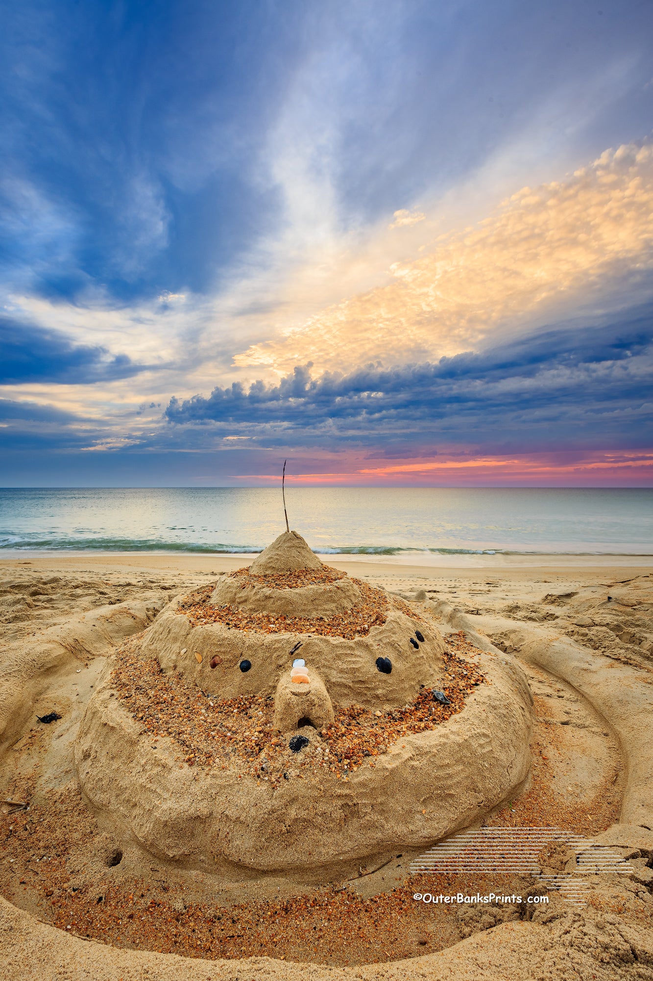 Sunrise sandcastle in Kitty Hawk, NC on the Outer Banks.