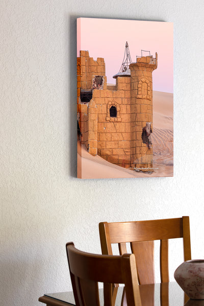 20"x30" x1.5" stretched canvas print hanging in the dining room of This is what remains of a putt putt golf course at Jockey's Ridge State Park. Over the years blowing sand has completely covered this castle. It has been slowly uncovered over the past 10 years and reburied.