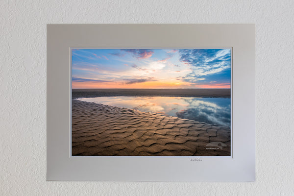 13 x 19 luster print in 18 x 24 ivory ￼￼mat of Sunrise tide pool at Cololla on the Outer Banks of NC.