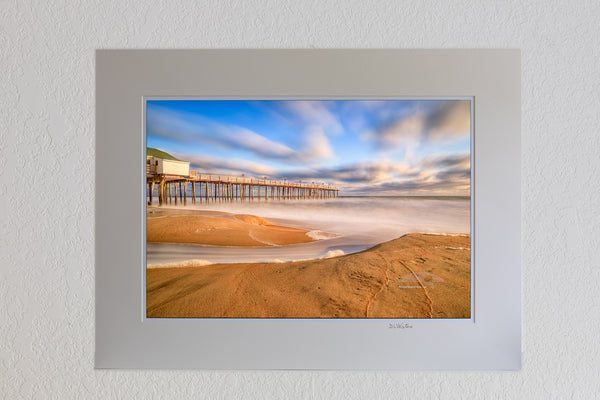13 x 19 luster print in 18 x 24 ivory ￼￼mat of Long exposure of Nags Head Fishing Pier in Nags Head on the Outer Banks of NC.