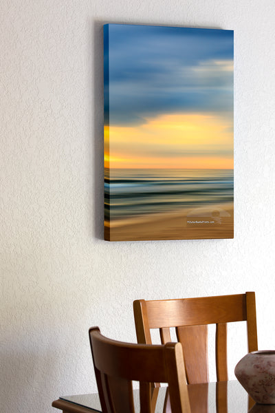 20"x30" x1.5" stretched canvas print hanging in the dining room of Moving the camera during exposure turns this Kitty Hawk beach scene into a kaleidoscope of colors.