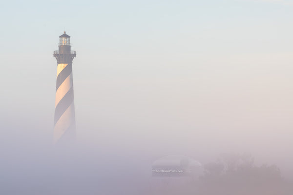 Foggy morning at Cape Hatteras lighthouse in Buxton North Carolina.