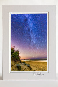 4 x 6 luster print in a 5 x 7 ivory mat of Stars at Corolla Beach Outer Banks NC.