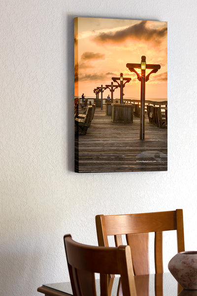 20"x30" x1.5" stretched canvas print hanging in the dining room of Sunrise on Kitty Hawk Fishing Pier on the Outer banks.