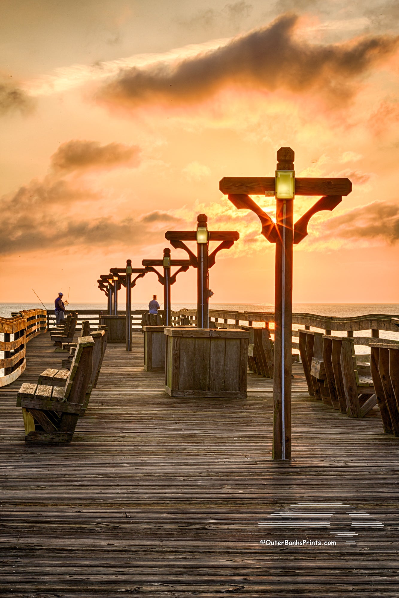 Sunrise on Kitty Hawk Fishing Pier on the Outer banks.
