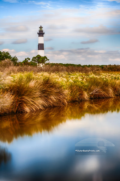 A long 30 second exposure results in a unusual photograph of Bodie IIsland Lighthouse on the Outer Banks.