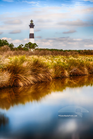 A long 30 second exposure results in a unusual photograph of Bodie IIsland Lighthouse on the Outer Banks.