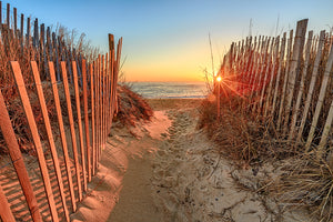 Sunrise over the Atlantic Ocean at Kitty Hawk Beach on the Outer Banks of NC.
